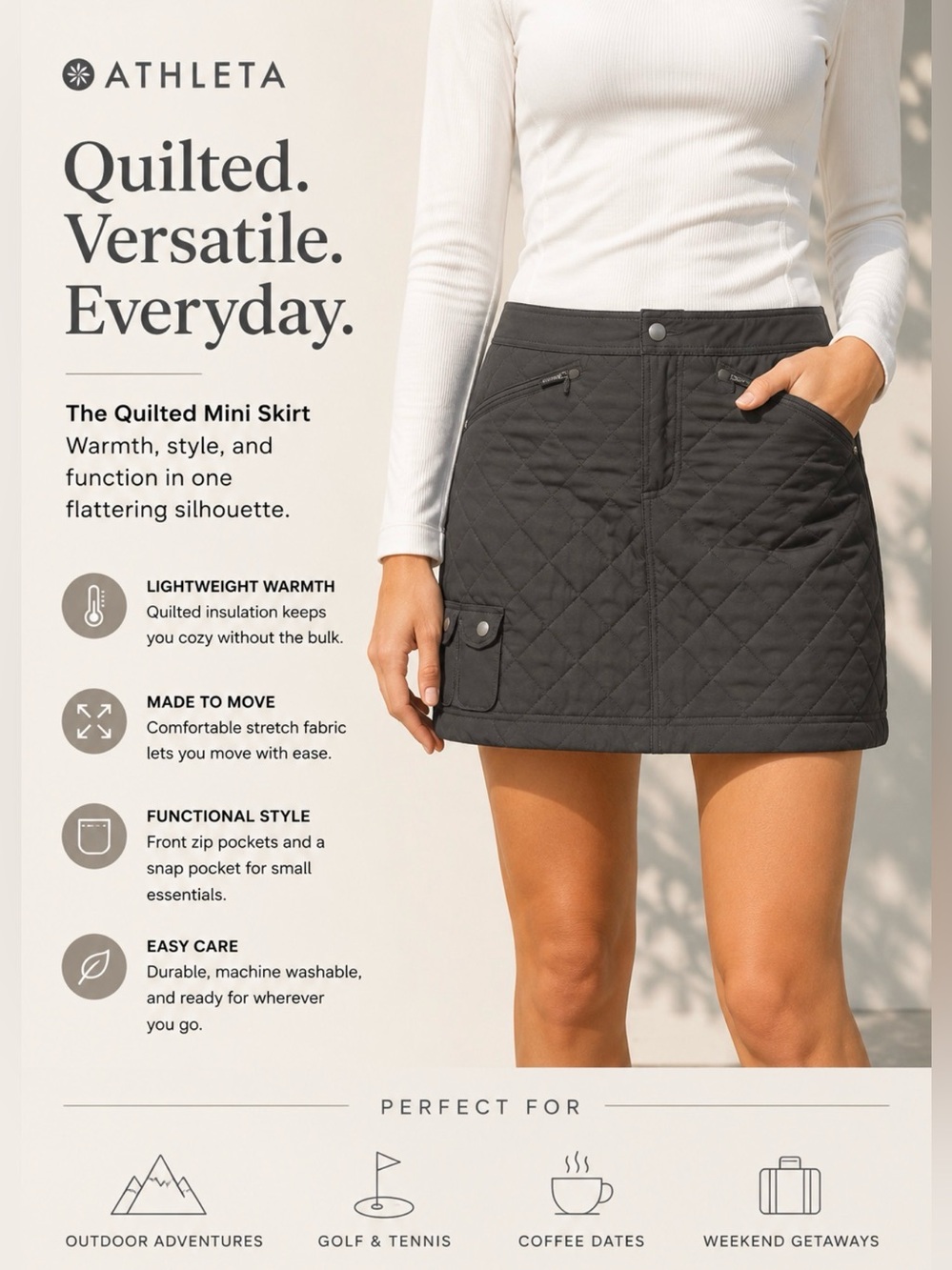 Athleta Quilted Mini Skirt